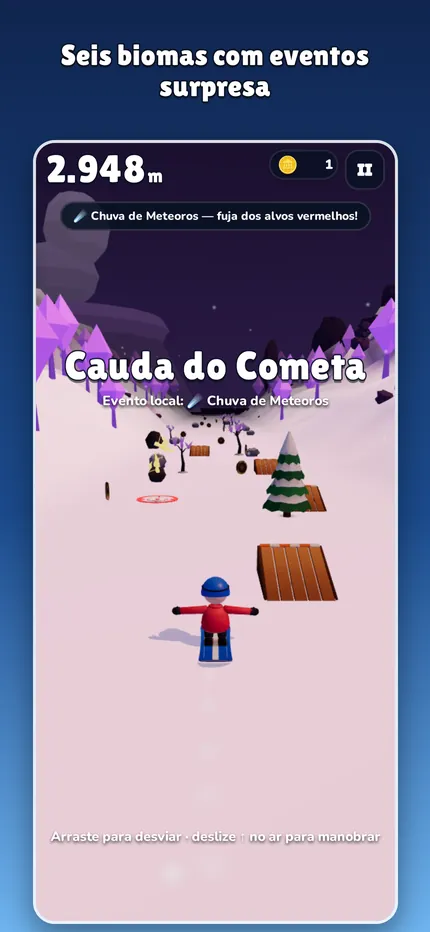A run in the Comet Tail biome, with meteors falling.