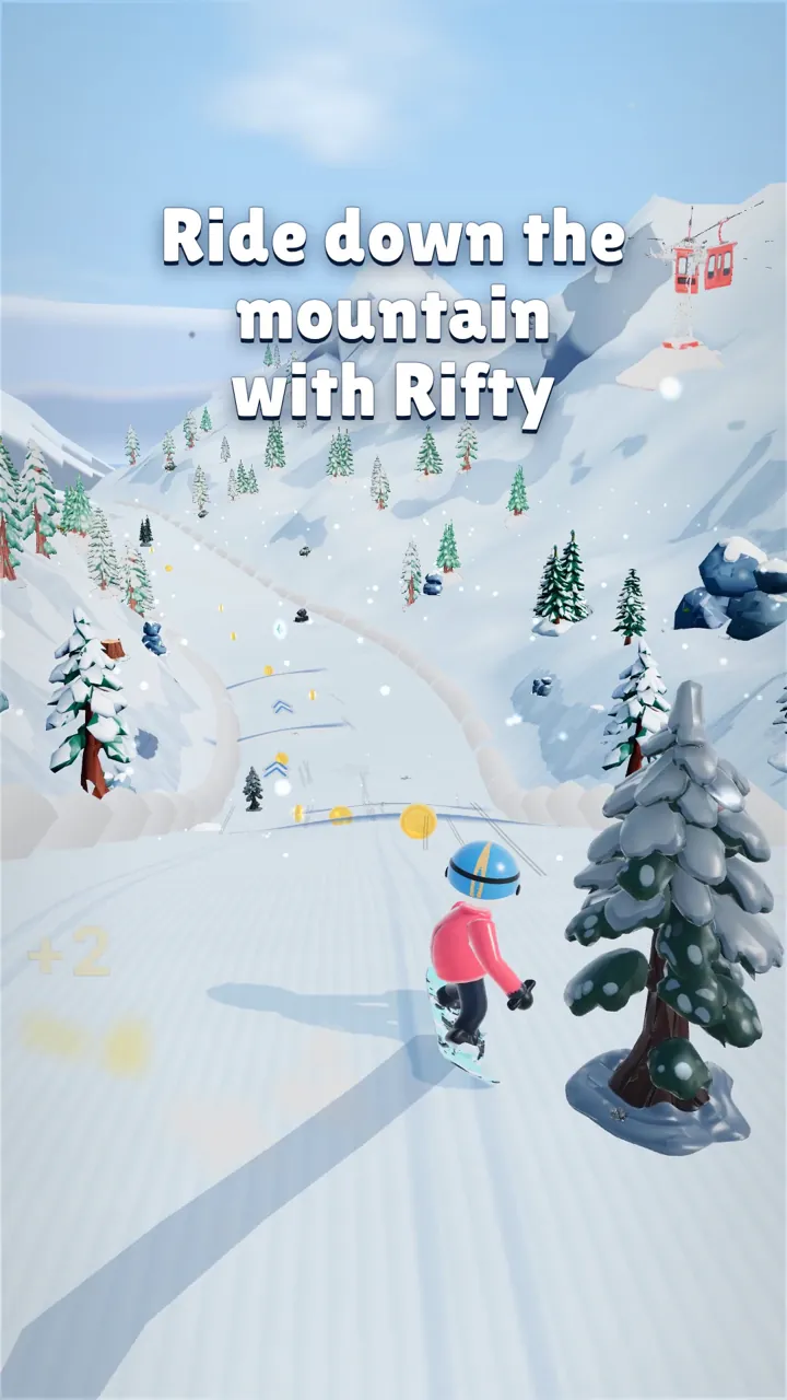 Trailer poster: Rifty riding down the mountain.